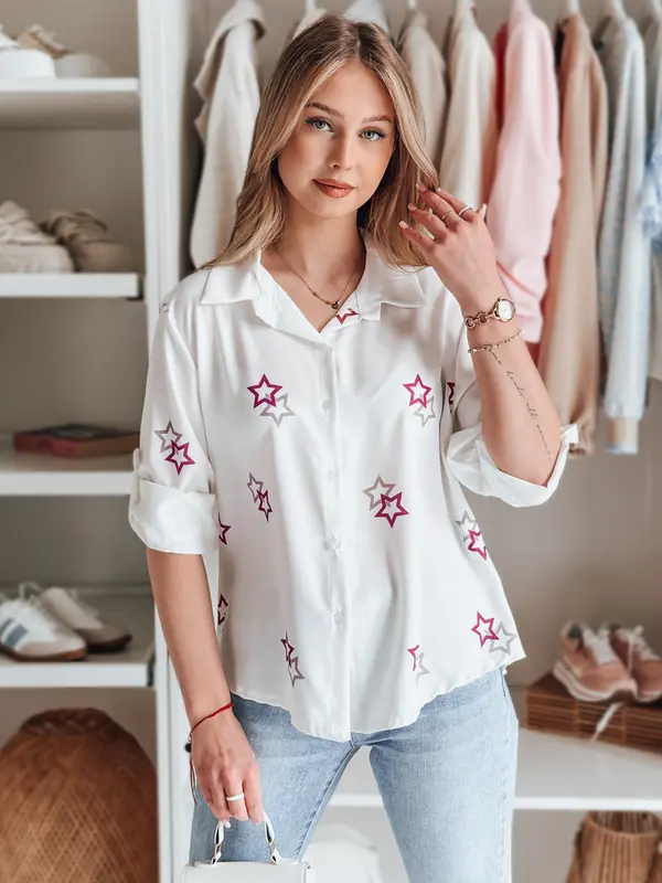 DStreet Дамска риза с овърсайзър дизайн и звезди ASTROWIA