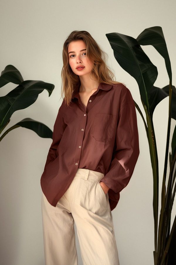 Trendyol Дамска риза Trendyol Boyfriend