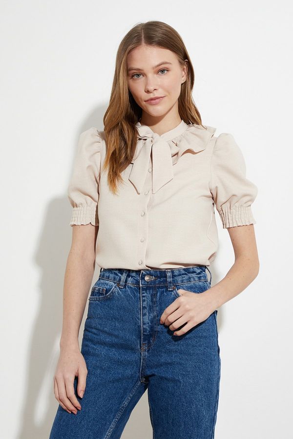 Trendyol Дамска риза Trendyol Ekru