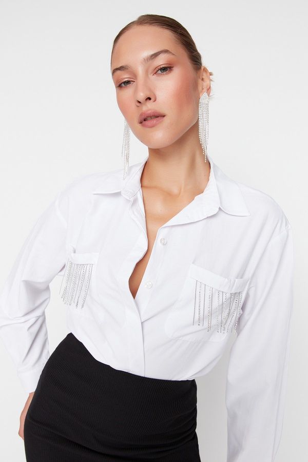 Trendyol Дамска риза. Trendyol Ecru