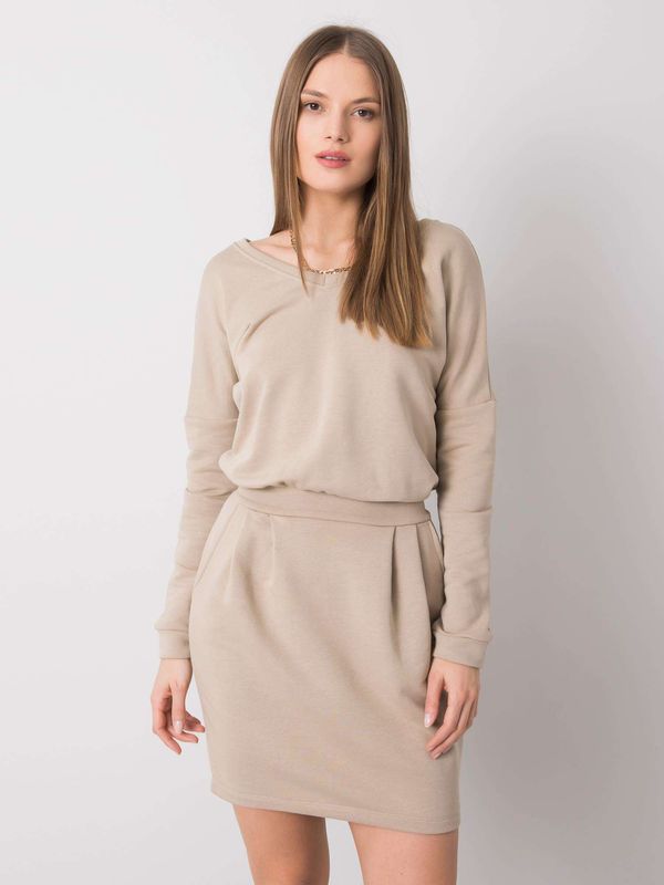 Fashionhunters Дамска рокля Fashionhunters Beige