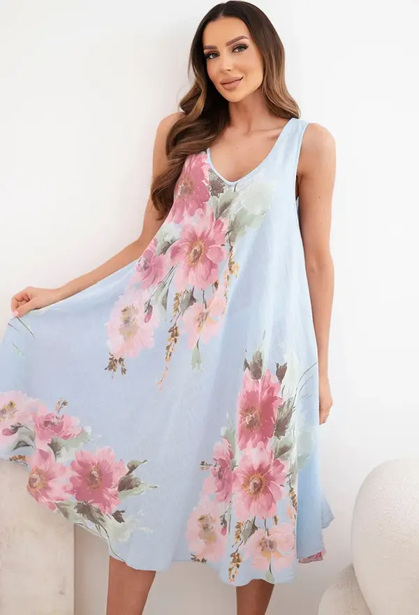 Kesi Włoski Дамска рокля Kesi Oversized с флорален мотив