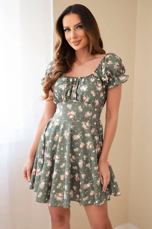 Kesi Włoski Дамска рокля Kesi с флорален принт и еластична талия