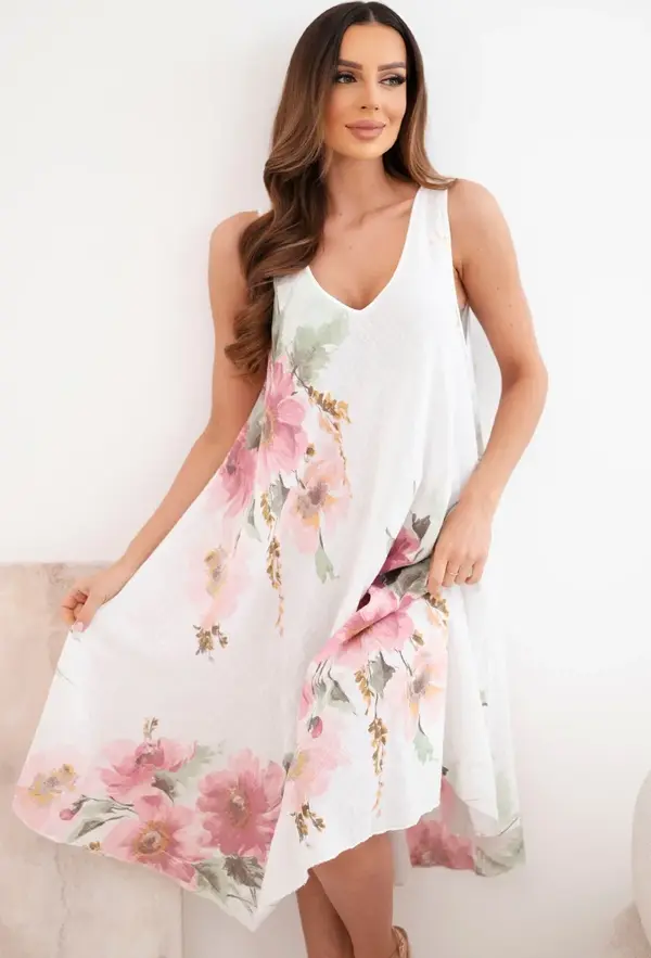 Kesi Włoski Дамска рокля Kesi Włoski с V-образно деколте и флорален мотив