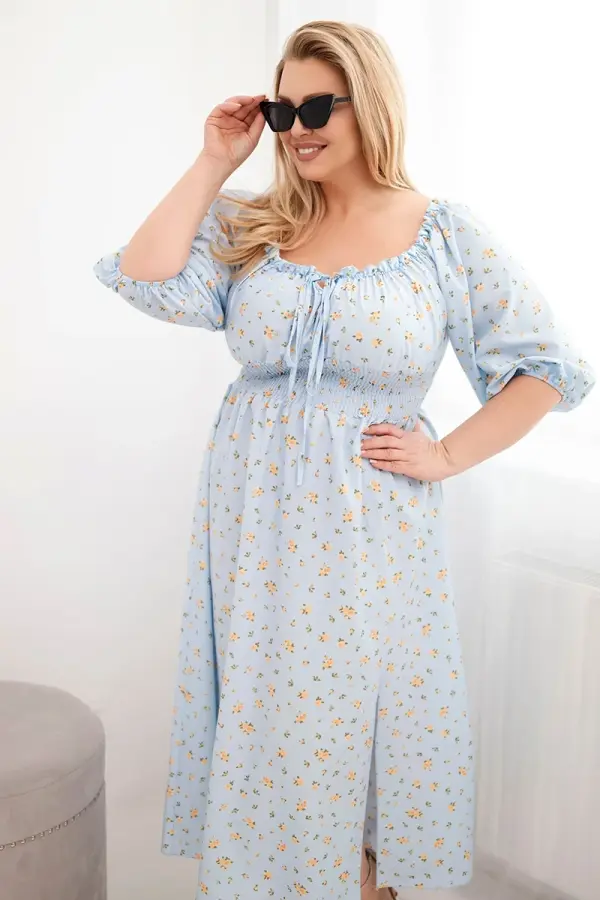 Kesi Włoski Дамска рокля макси с флорален деколте и регулируемо деколте