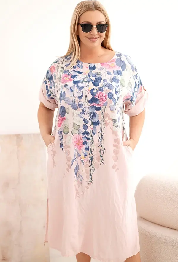 Kesi Włoski Дамска рокля с големи размери и къс ръкав