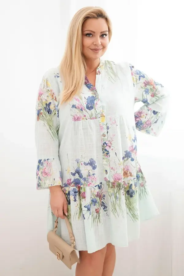 Kesi Włoski Дамска рокля с големи размери Kesi Włoski с флорален мотив