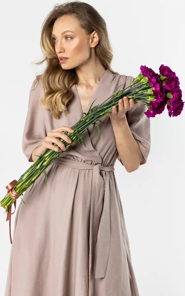 Awama Дамска рокля с прегъната талия и връзки