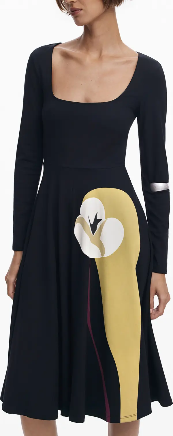 DESIGUAL Дамска рокля с щампа и миди кройка