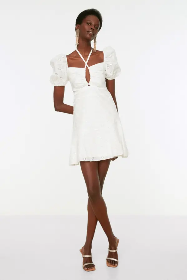 Trendyol Дамска рокля Trendyol Ecru