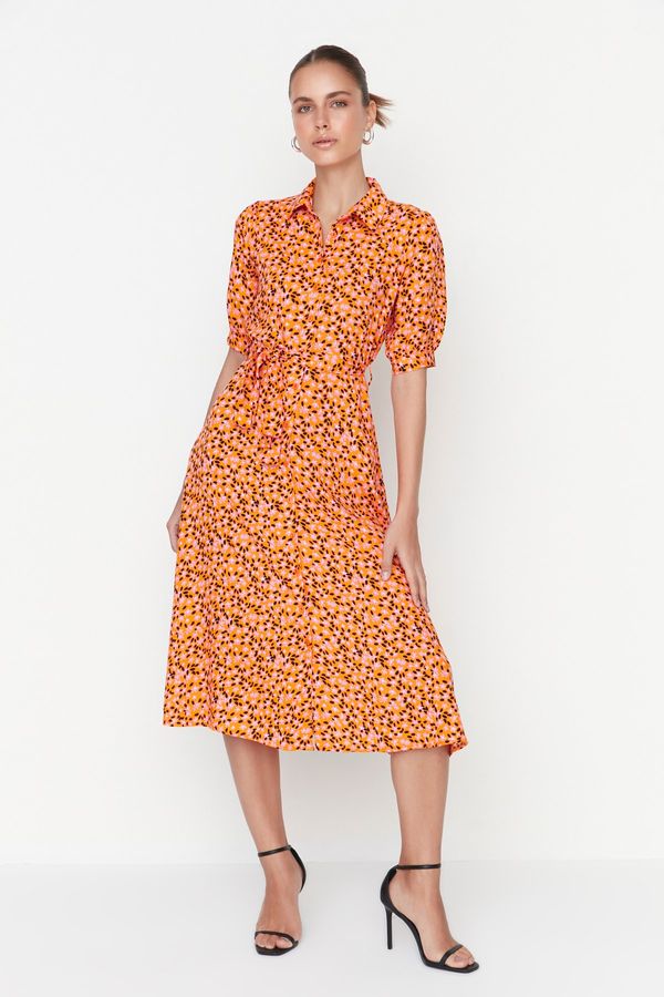Trendyol Дамска рокля Trendyol MultiColored BeltEd Shirt Dress