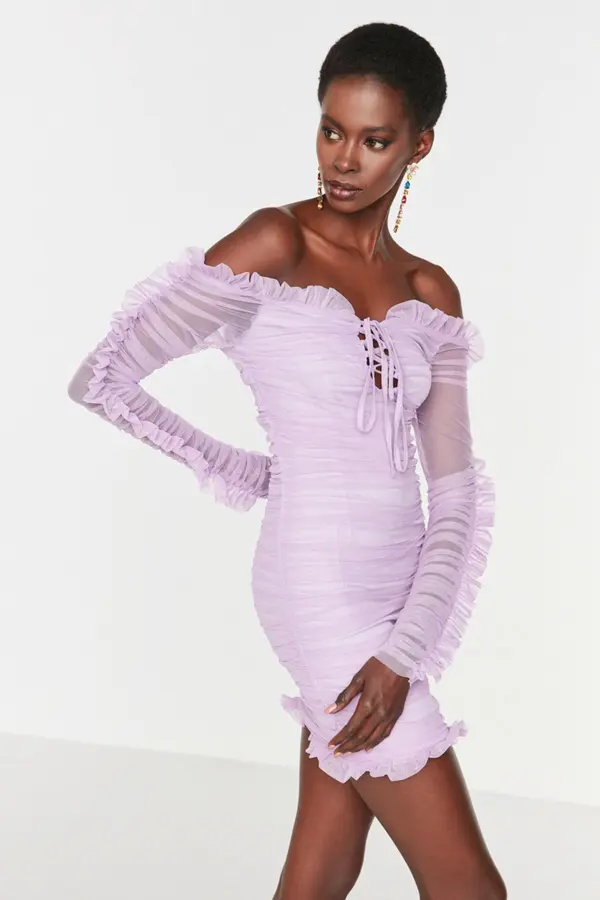 Trendyol Дамска рокля Trendyol Tulle Detailed