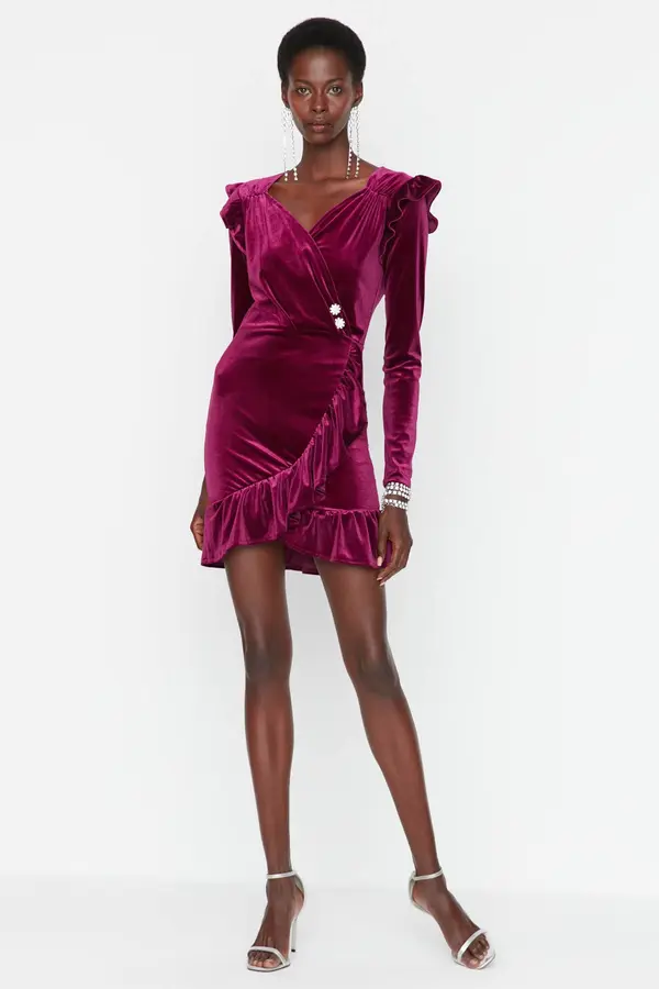 Trendyol Дамска рокля. Trendyol TPRAW23EL00186/PLUM{
