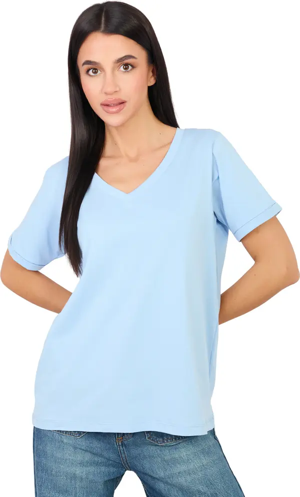 RUE PARIS Дамска светлосиня тениска с къс ръкав