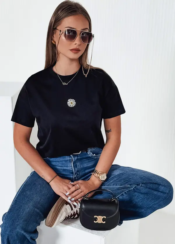 DStreet Дамска тениска FLORTA черна