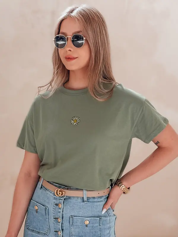 DStreet Дамска тениска FLORTA тъмнозелена