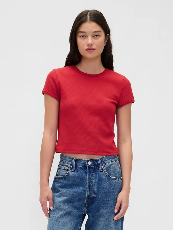 GAP Дамска тениска GAP с вафлен мотив