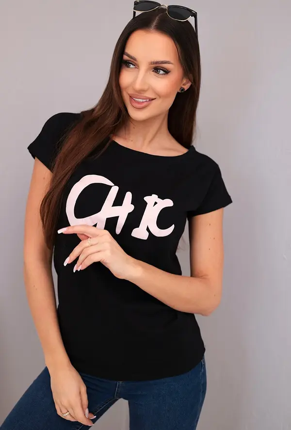 Kesi Дамска тениска Kesi с щампа CHIC