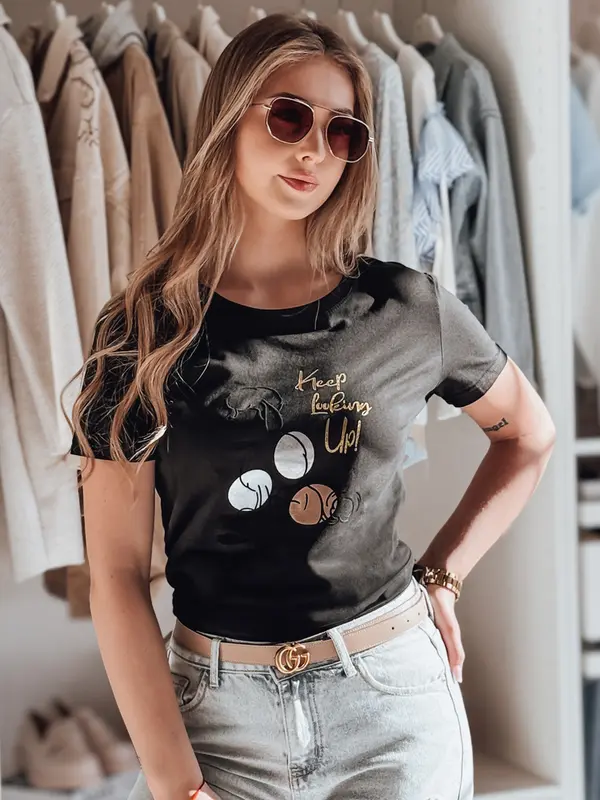 DStreet Дамска тениска LUMIFITU с пудел, черна