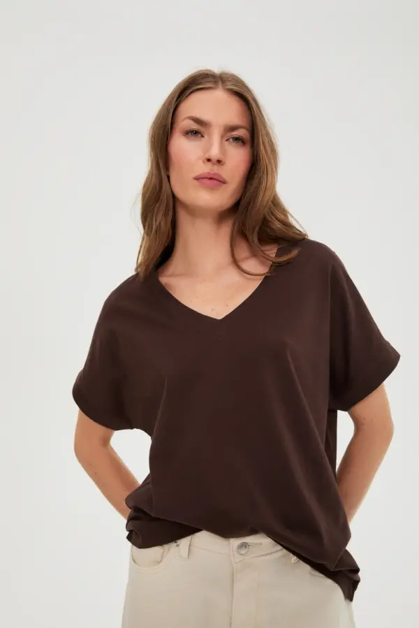 Marisse Дамска тениска Marisse L-TS-4942 кафява