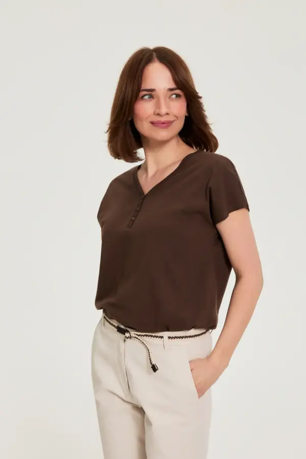 Marisse Дамска тениска Marisse L-TS-4977 тъмнокафява