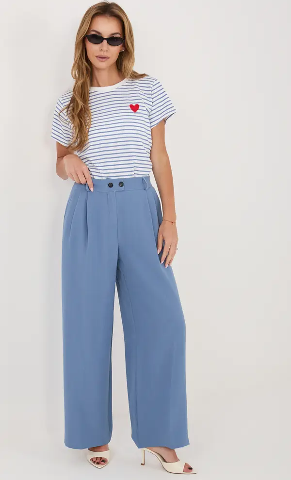 Italy Moda Дамска тениска на райета в бяло и синьо