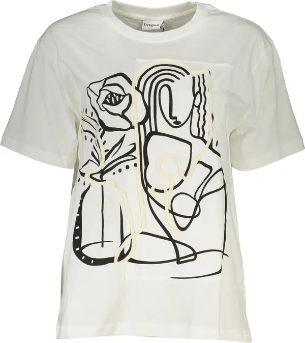 DESIGUAL Дамска тениска с къс ръкав Desigual, бяла