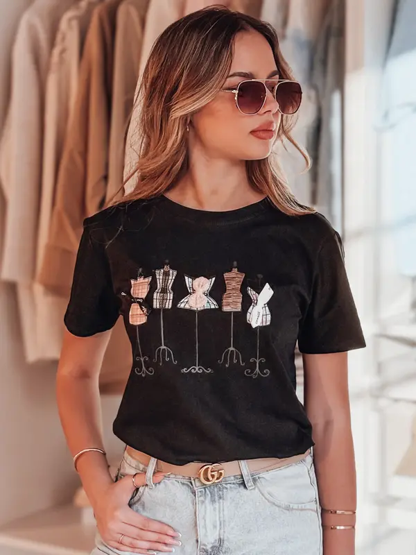 DStreet Дамска тениска с щампа MANETEE, черна