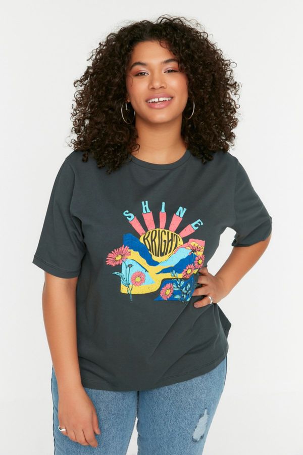 Trendyol Дамска тениска Trendyol TBBSS22TS1944/ANTHRACITE