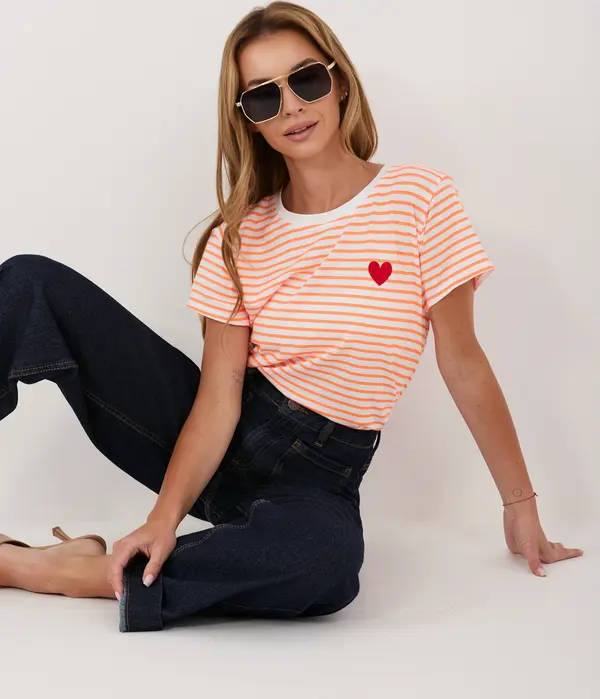 Italy Moda Дамска тениска в бяло и оранжево