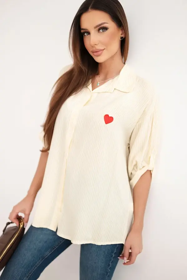 Kesi Włoski Дамска вискозна риза с дантелени ръкави