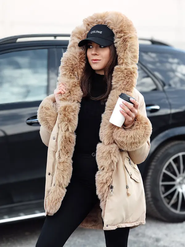 DStreet Дамска зимна парка с косъм CHARMFUR