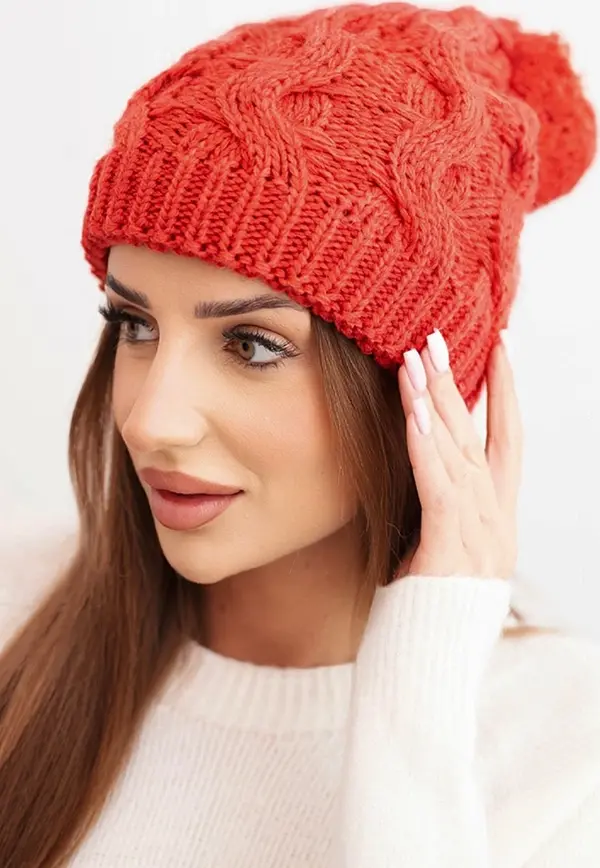 Kesi Дамска зимна вълнена шапка с дебела плитка