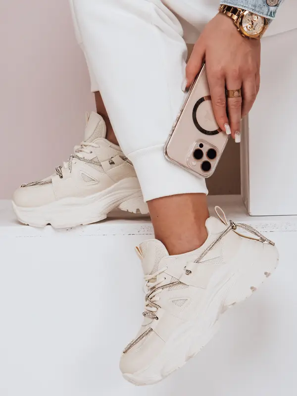 DStreet Дамски бежови маратонки с дебели подметки