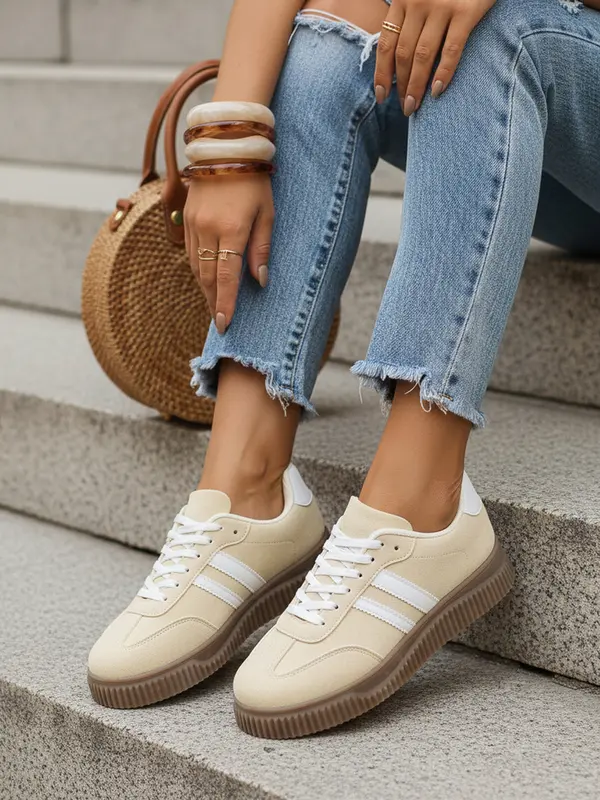 DStreet Дамски бежови ниски маратонки