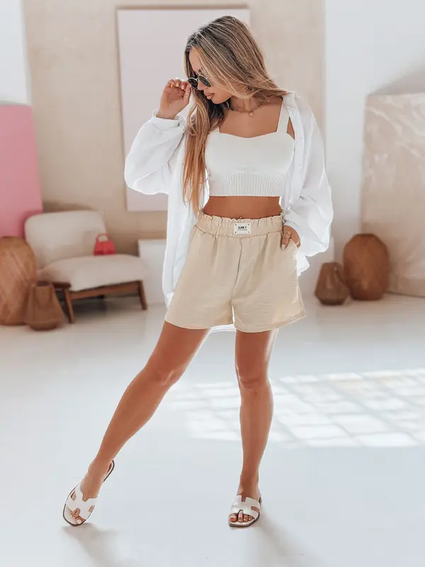 DStreet Дамски бежови шорти с висока талия