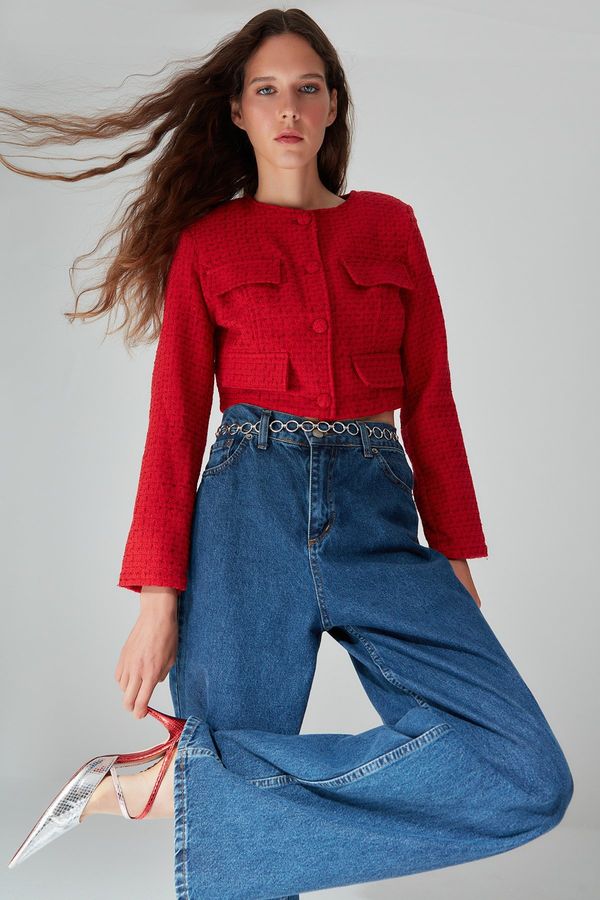 Trendyol Дамски блейзър. Trendyol TWOAW23CE00215/Red
