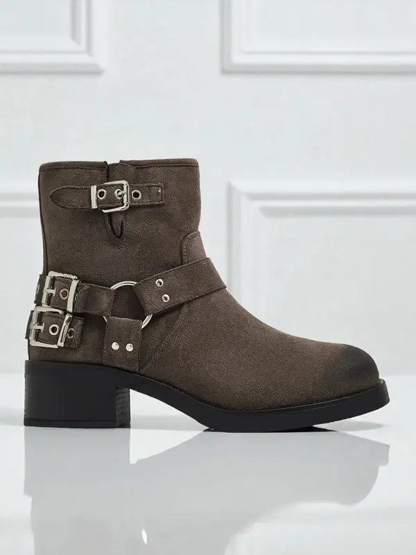 Resti Дамски боти Resti Valtos от ековелур с катарами