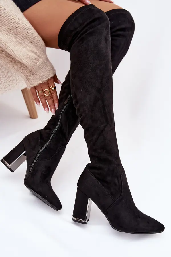 Boto Дамски ботуши над коляното, изработени от ековелур