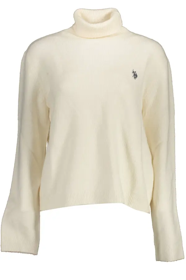 US Polo Assn Дамски бял пуловер с висока яка