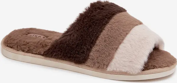 Boto Дамски чехли Boto Furry с кафяви райета