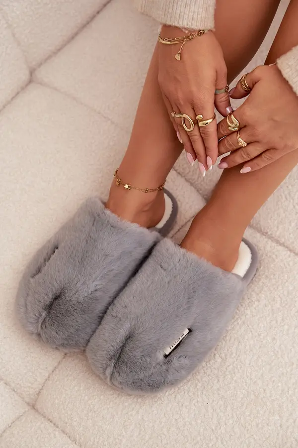 Boto Дамски чехли Boto Furry сиви