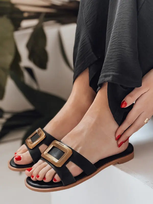 DStreet Дамски чехли GLAMSTEP черни