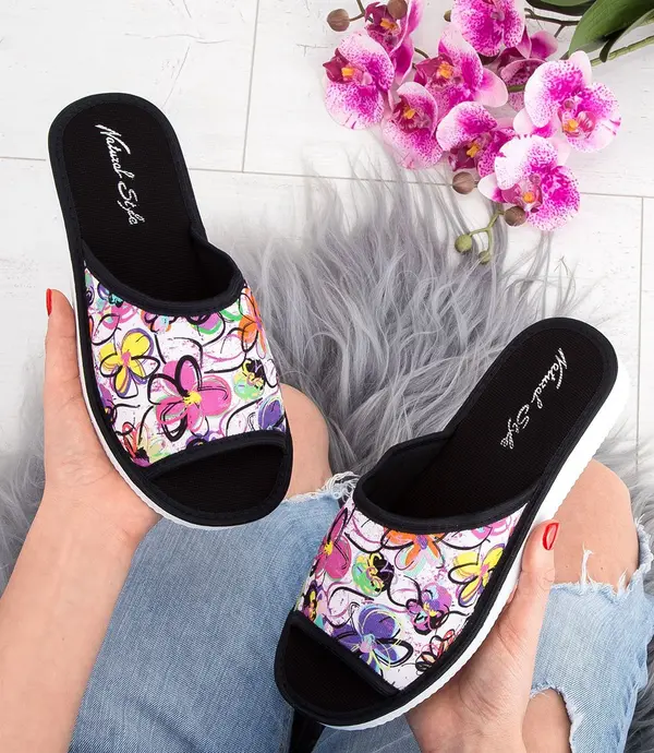 Natural Style Дамски чехли Natural Style NS-033 черно-бели