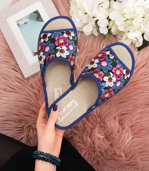 Natural Style Дамски чехли Natural Style NS-050 синьо-бежови