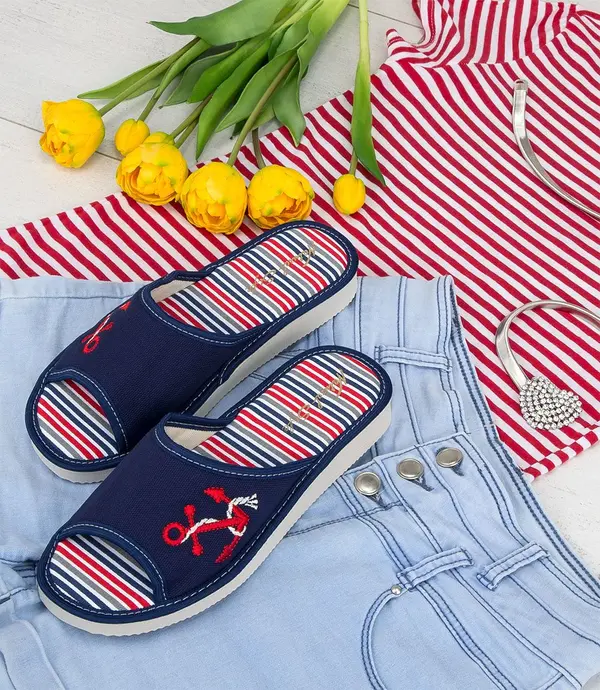 Natural Style Дамски чехли Natural Style NS-095 Тъмносини райета