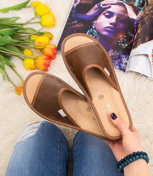 Natural Style Дамски чехли Natural Style NS-112 кафяво-бежови