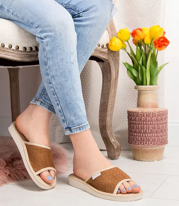 Natural Style Дамски чехли Natural Style NS-116 кафяво-бежови