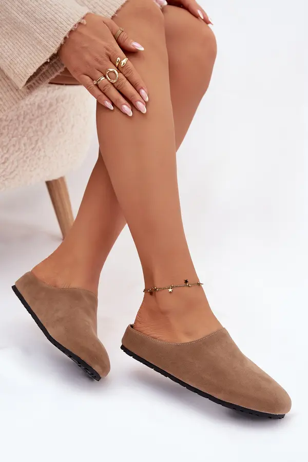 Boto Дамски чехли от ековелур каки Калвес