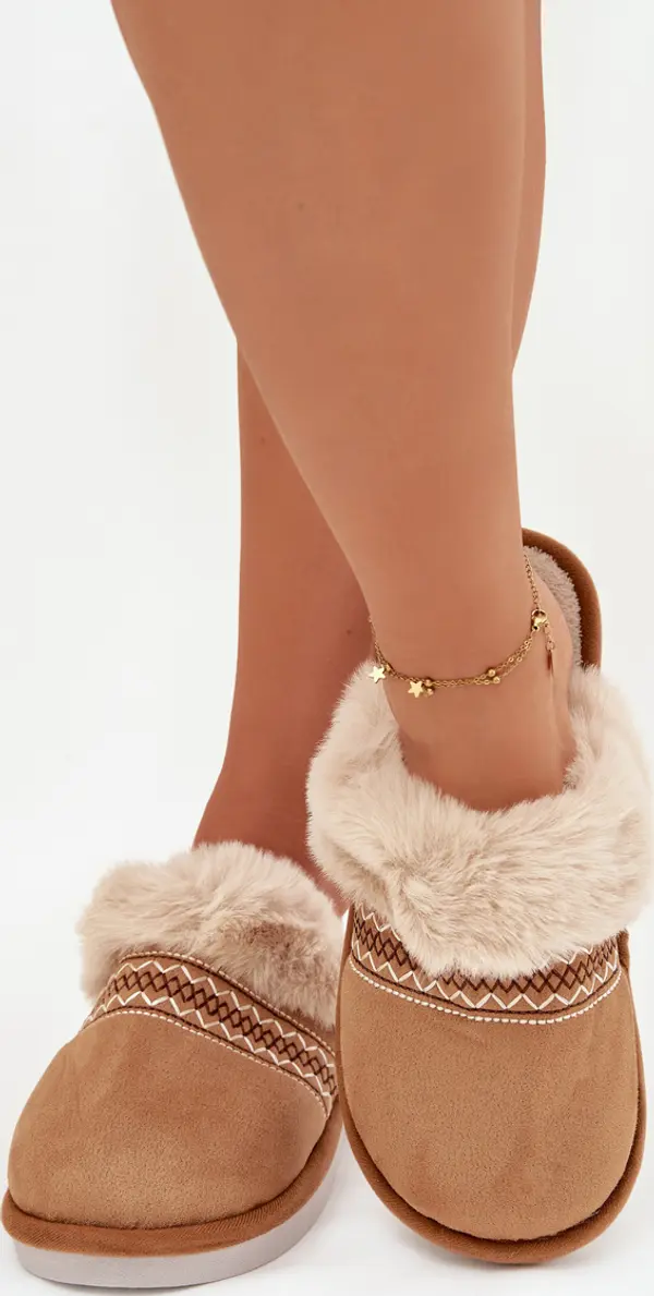 Boto Дамски чехли с косъм и бродерия Camel Devianne